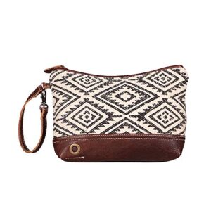 myra bags bliss canvas, leather & rug pouch wristlet s-1948