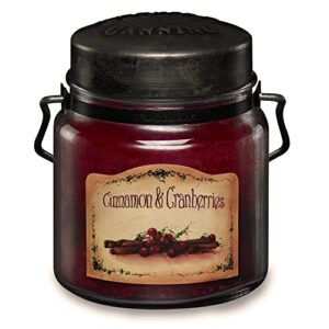 mccalls candles | cinnamon & cranberry | highly scented & long lasting | classic painted label | hand crafted metal lid with strap and handle| premium wax & fragrance | made in the usa | 16 oz
