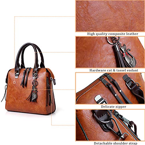 Segater® Women Fashion Handbag+Shoulder Bag+Purse+Card Purse Faux Leather Tote 4 Pieces