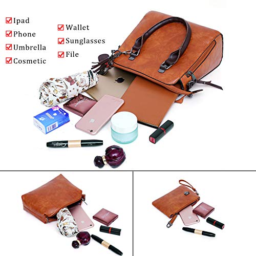 Segater® Women Fashion Handbag+Shoulder Bag+Purse+Card Purse Faux Leather Tote 4 Pieces