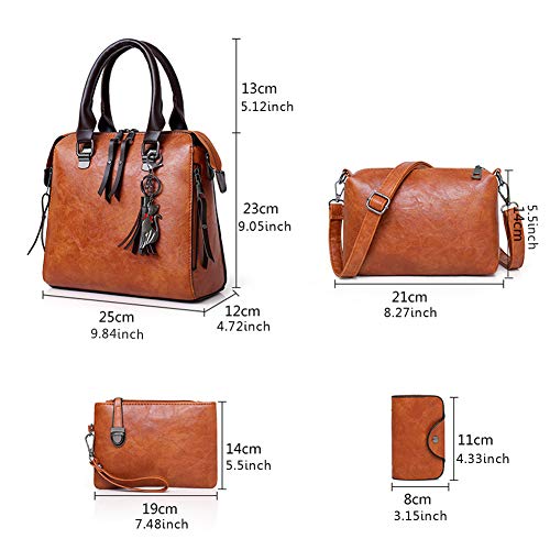 Segater® Women Fashion Handbag+Shoulder Bag+Purse+Card Purse Faux Leather Tote 4 Pieces