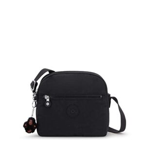 kipling women’s keefe crossbody, lightweight everyday purse, nylon shoulder bag, black tonal