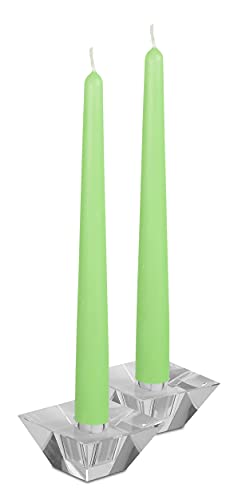 Hyoola 12 Pack Tall Taper Candles - 10 Inch Celery Green Dripless, Unscented Dinner Candle - Paraffin Wax with Cotton Wicks - 8 Hour Burn Time