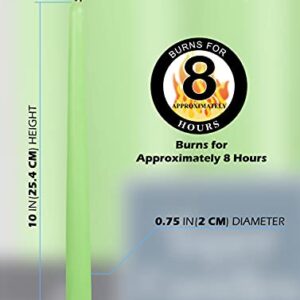 Hyoola 12 Pack Tall Taper Candles - 10 Inch Celery Green Dripless, Unscented Dinner Candle - Paraffin Wax with Cotton Wicks - 8 Hour Burn Time