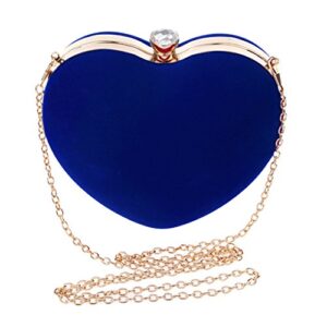 reberomantic goodbag heart shaped evening purse velvet clutch purse solid evening bag, blue