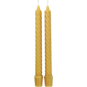 bcandle 100% pure beeswax spiral twist taper candles (set of 2) organic – 8 inches tall, 3/4 inch diameter, hand made