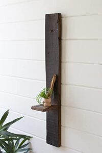 rustic wood floating shelf – vertical distressed reclaimed shelf for plants – 36x6x6.5 inches