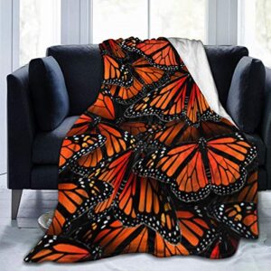 live & love micro fleece blanket throw blanket monarch butterflies print ultra-soft fuzzy light weight cozy warm fluffy plush blanket microfiber for bed couch chair living room fall winter spring