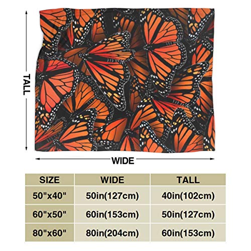 LIVE & LOVE Micro Fleece Blanket Throw Blanket Monarch Butterflies Print Ultra-Soft Fuzzy Light Weight Cozy Warm Fluffy Plush Blanket Microfiber for Bed Couch Chair Living Room Fall Winter Spring