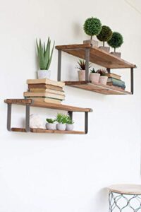 kalalou set of double recycled wood and metal shelves