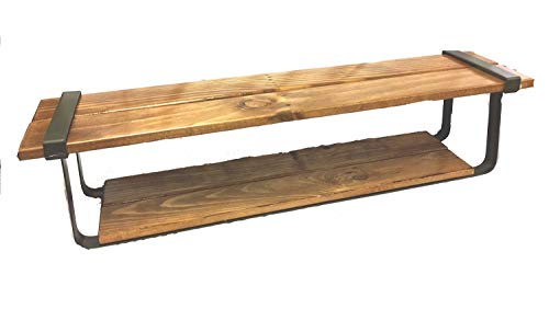 Kalalou Set of Double Recycled Wood and Metal Shelves