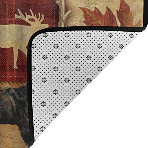 Rustic Lodge Bear Moose Modern Casual Area Rugs for Living Room Bedroom Carpet Thick Soft Large Flannel Mats Easy to Clean Stain 60 X 39 Inch