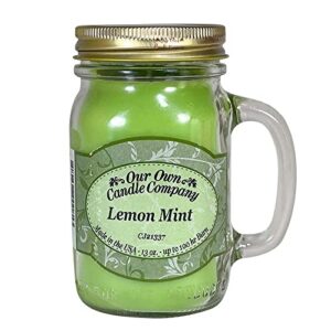 our own candle company lemon mint scented 13 ounce mason jar candle