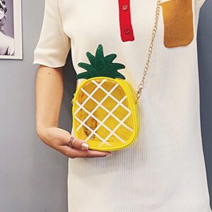 QZUnique Fruit Shape Handbag PU Crossbody Shoulder Bag Adjustable Strap Clutch Jelly Purse Pineapple