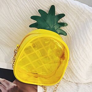 QZUnique Fruit Shape Handbag PU Crossbody Shoulder Bag Adjustable Strap Clutch Jelly Purse Pineapple