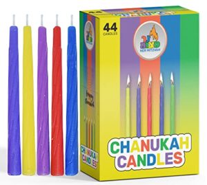 ner mitzvah colorful chanukah candles 1-pack – standard size fits most menorahs – premium quality wax – assorted colors – bulk pack for all 8 nights of hanukkah