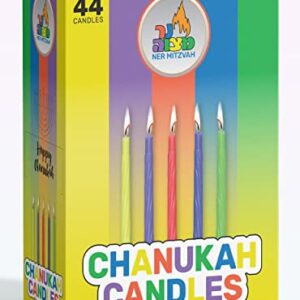 Ner Mitzvah Colorful Chanukah Candles 1-Pack - Standard Size Fits Most Menorahs - Premium Quality Wax - Assorted Colors - Bulk Pack for All 8 Nights of Hanukkah