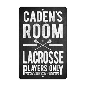 personalized boy’s lacrosse players only – no autographs metal room sign – aluminum lacrosse wall decor