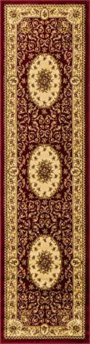 Unique Loom Versailles Collection Traditional Classic Medallion Motif Area Rug (2' 7 x 10' 0 Runner, Burgundy/ Ivory)