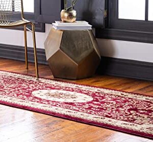 Unique Loom Versailles Collection Traditional Classic Medallion Motif Area Rug (2' 7 x 10' 0 Runner, Burgundy/ Ivory)