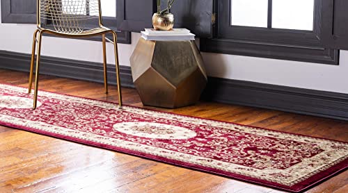 Unique Loom Versailles Collection Traditional Classic Medallion Motif Area Rug (2' 7 x 10' 0 Runner, Burgundy/ Ivory)