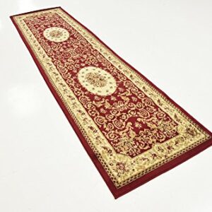 Unique Loom Versailles Collection Traditional Classic Medallion Motif Area Rug (2' 7 x 10' 0 Runner, Burgundy/ Ivory)