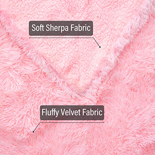 Faux Fur Throw Blanket, Super Soft Lightweight Shaggy Fuzzy Blanket Warm Cozy Plush Fluffy Decorative Blanket for Couch,Bed, Chair(50"x60", Pink)