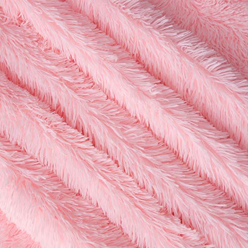 Faux Fur Throw Blanket, Super Soft Lightweight Shaggy Fuzzy Blanket Warm Cozy Plush Fluffy Decorative Blanket for Couch,Bed, Chair(50"x60", Pink)