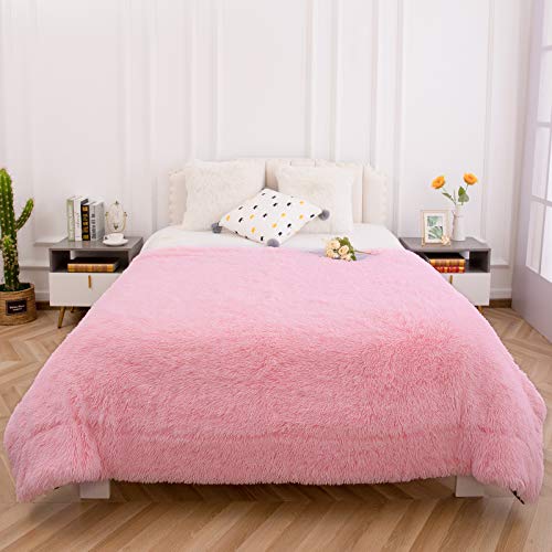 Faux Fur Throw Blanket, Super Soft Lightweight Shaggy Fuzzy Blanket Warm Cozy Plush Fluffy Decorative Blanket for Couch,Bed, Chair(50"x60", Pink)