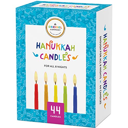 The Dreidel Company Menorah Candles Chanukah Candles 44 Colorful Hanukkah Candles for All 8 Nights of Chanukah (Single-Pack)