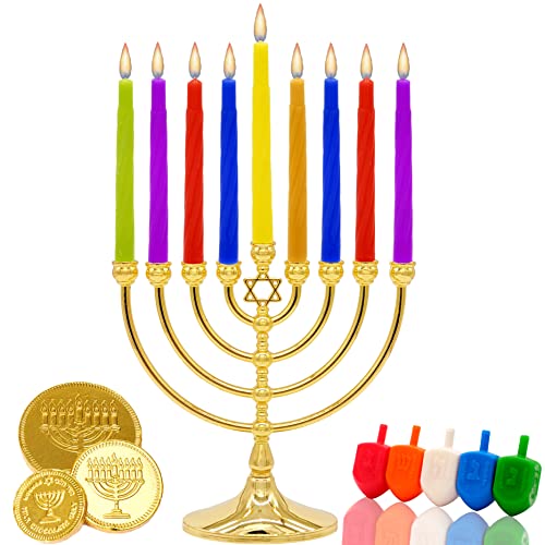 The Dreidel Company Menorah Candles Chanukah Candles 44 Colorful Hanukkah Candles for All 8 Nights of Chanukah (Single-Pack)
