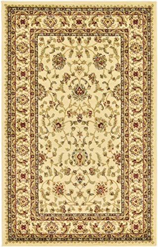 Unique Loom Voyage Collection Traditional Oriental Classic Intricate Design Area Rug, 3 ft 3 in x 5 ft 3 in, Ivory/Gold