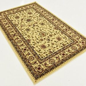 Unique Loom Voyage Collection Traditional Oriental Classic Intricate Design Area Rug, 3 ft 3 in x 5 ft 3 in, Ivory/Gold