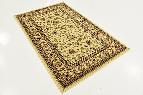 Unique Loom Voyage Collection Traditional Oriental Classic Intricate Design Area Rug, 3 ft 3 in x 5 ft 3 in, Ivory/Gold