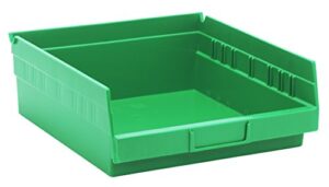 quantum storage systems qsb109gn 8-pack 4″ hanging plastic shelf bin storage containers, 11-5/8″ x 11-1/8″ x 4″ , green