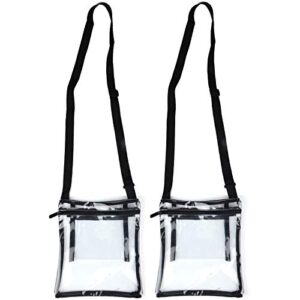 youngever clear cross-body purse, stadium approved clear vinyl bag, adjustable cross-body strap, extra inside pocket (pack of 2)