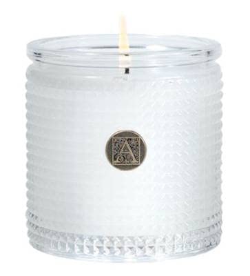 Aromatique White Teak Moss Textured Glass Scented Jar Candle