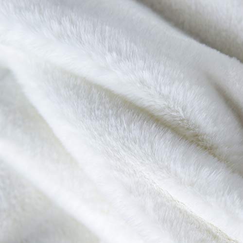 Sofila Faux Fur Throw Blanket for Adults White Mink Plush Fleece Super Soft Fuzzy Warm Cozy Gift for Couch Sofa Bed Home Decorative Luxury Elegant, Iced Fox, 50 x 60 Inches