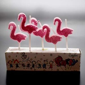 Birthday Candles - 1st Birthday Candle - Flamingo Candles - 5th Birthday Candles -Pink Flamingo Candles - Wedding Love Candles for Cake (Flamingo/Pink Glitter)