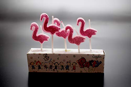 Birthday Candles - 1st Birthday Candle - Flamingo Candles - 5th Birthday Candles -Pink Flamingo Candles - Wedding Love Candles for Cake (Flamingo/Pink Glitter)