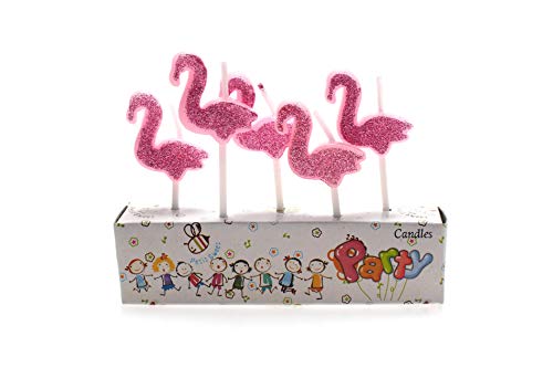 Birthday Candles - 1st Birthday Candle - Flamingo Candles - 5th Birthday Candles -Pink Flamingo Candles - Wedding Love Candles for Cake (Flamingo/Pink Glitter)