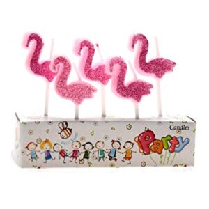 Birthday Candles - 1st Birthday Candle - Flamingo Candles - 5th Birthday Candles -Pink Flamingo Candles - Wedding Love Candles for Cake (Flamingo/Pink Glitter)