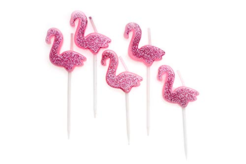 Birthday Candles - 1st Birthday Candle - Flamingo Candles - 5th Birthday Candles -Pink Flamingo Candles - Wedding Love Candles for Cake (Flamingo/Pink Glitter)