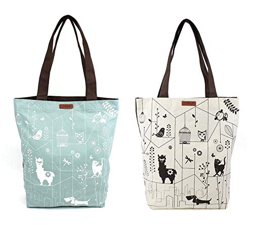 CHALA Canvas Eco Tote Assortment with Interior Organizer - Pack of 2