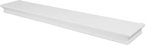 high & mighty 515616 decorative 36″ floating shelf holds up to 25lbs, easy tool-free dry wall installation, beveled, retail packaging, white