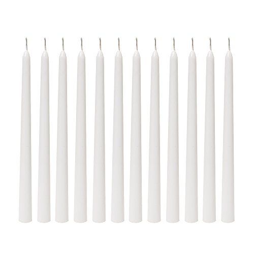 SRG White Unscented 10" x 7/8" Taper Candles Pack of 12