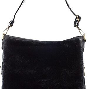 Sourpuss Brand - Black Faux Fur Sure - Hobo Purse, 14" x 14" x 4"