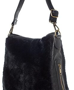 Sourpuss Brand - Black Faux Fur Sure - Hobo Purse, 14" x 14" x 4"