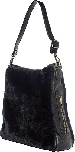 Sourpuss Brand - Black Faux Fur Sure - Hobo Purse, 14" x 14" x 4"