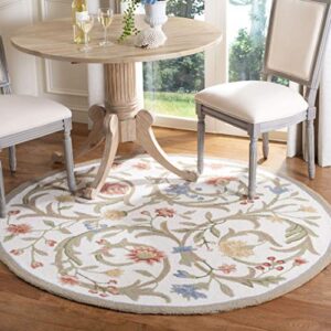 safavieh chelsea collection 8′ round ivory hk248a hand-hooked french country wool area rug